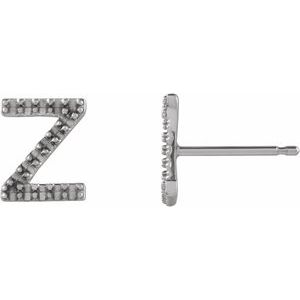 14K White Gold Single Initial Z Earring Mounting