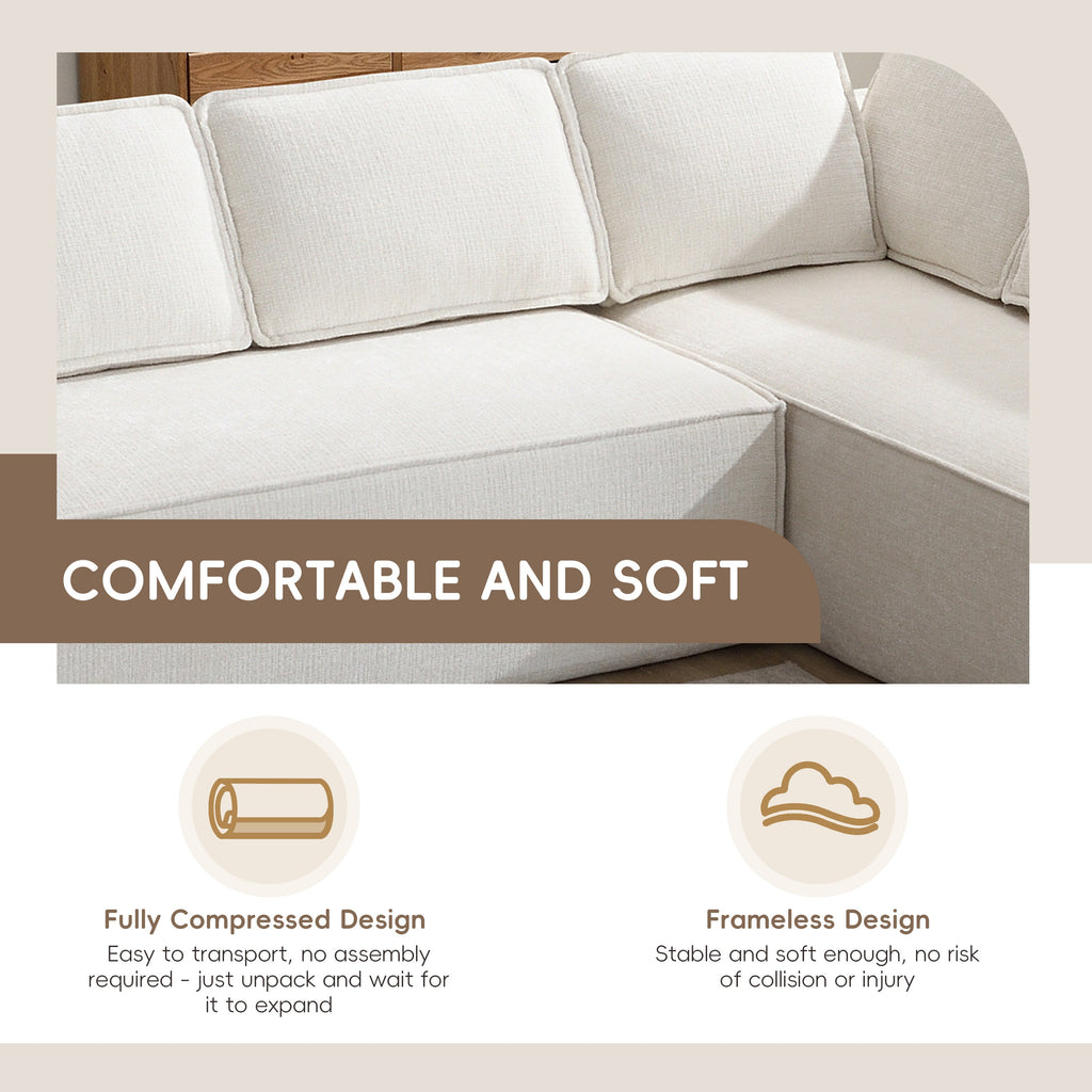 [VIDEO+New]129.5' Minimalist Style Modular Sectional Sofa,6 Seat Wrinkle-resistant Chenille Couch Set,2 PC Free Combination,Modern L-Shaped Cloud Sofa Set for Living Room,No Assembly Require,3 Colors