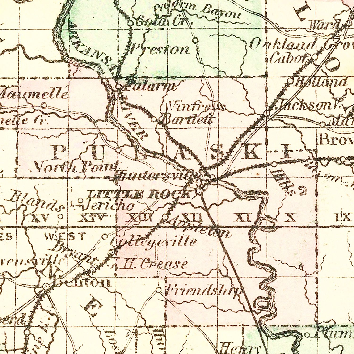 Vintage Map of Arkansas 1876