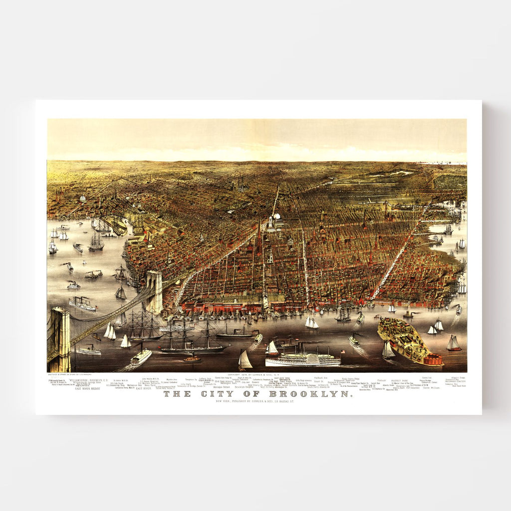 Vintage Map of Brooklyn, New York 1879