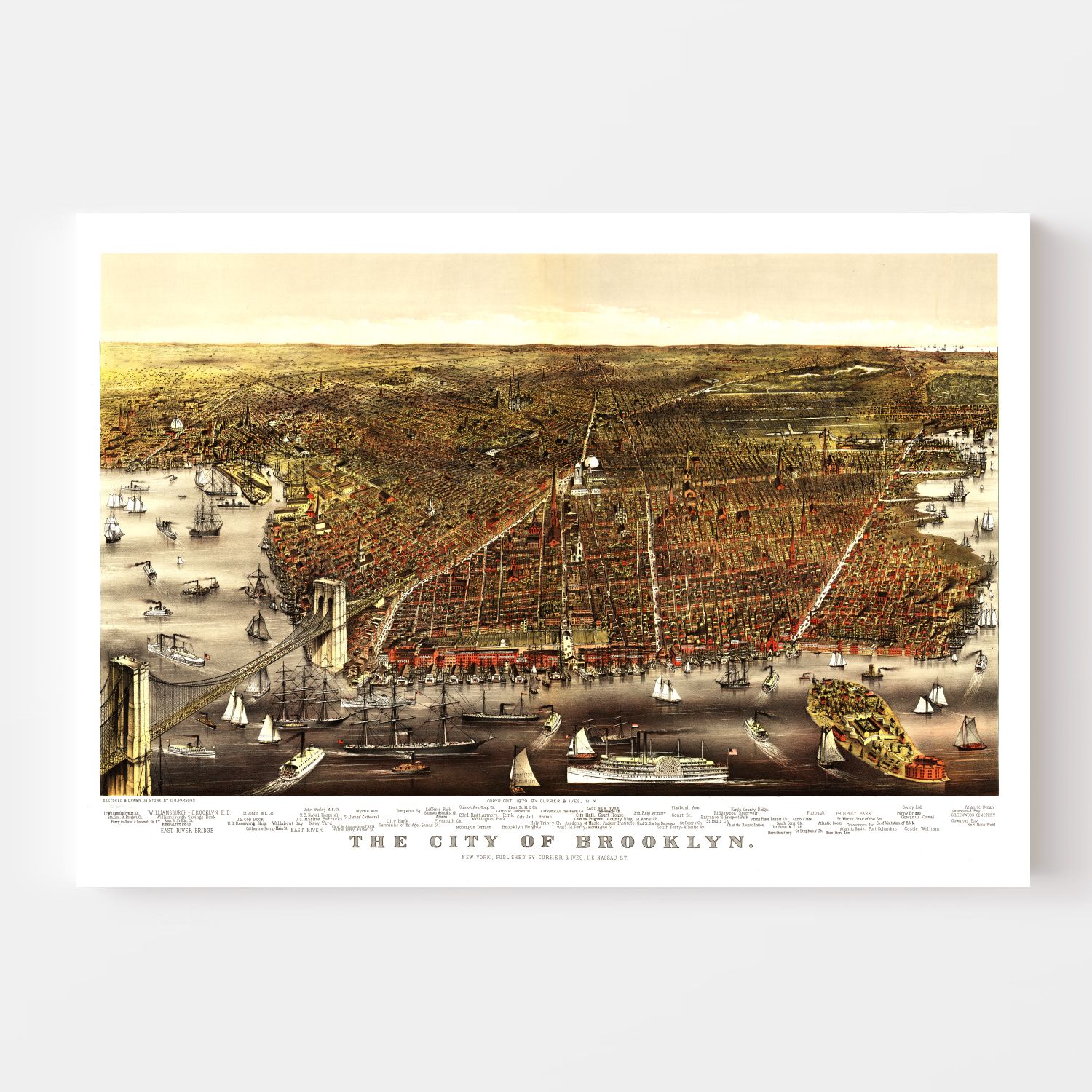 Vintage Map of Brooklyn, New York 1879