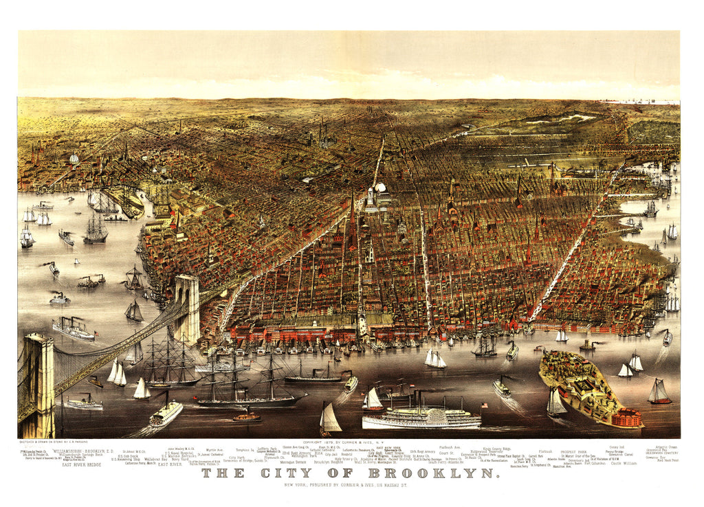 Vintage Map of Brooklyn, New York 1879