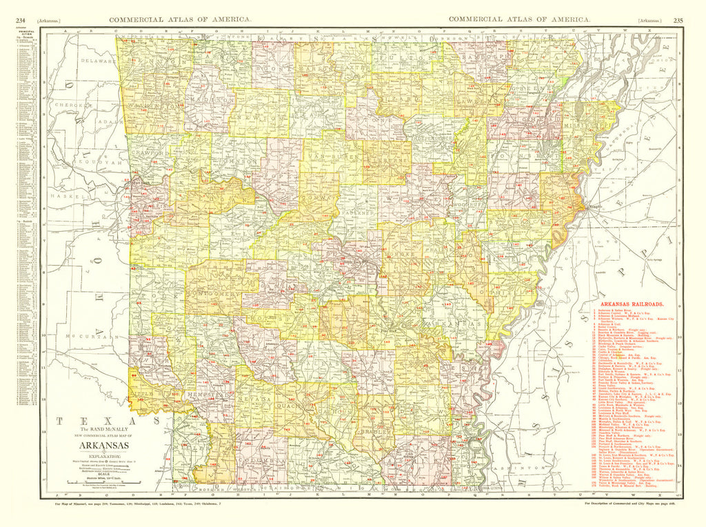 Vintage Map of Arkansas 1917