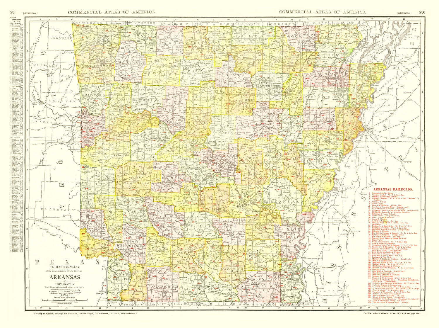 Vintage Map of Arkansas 1917