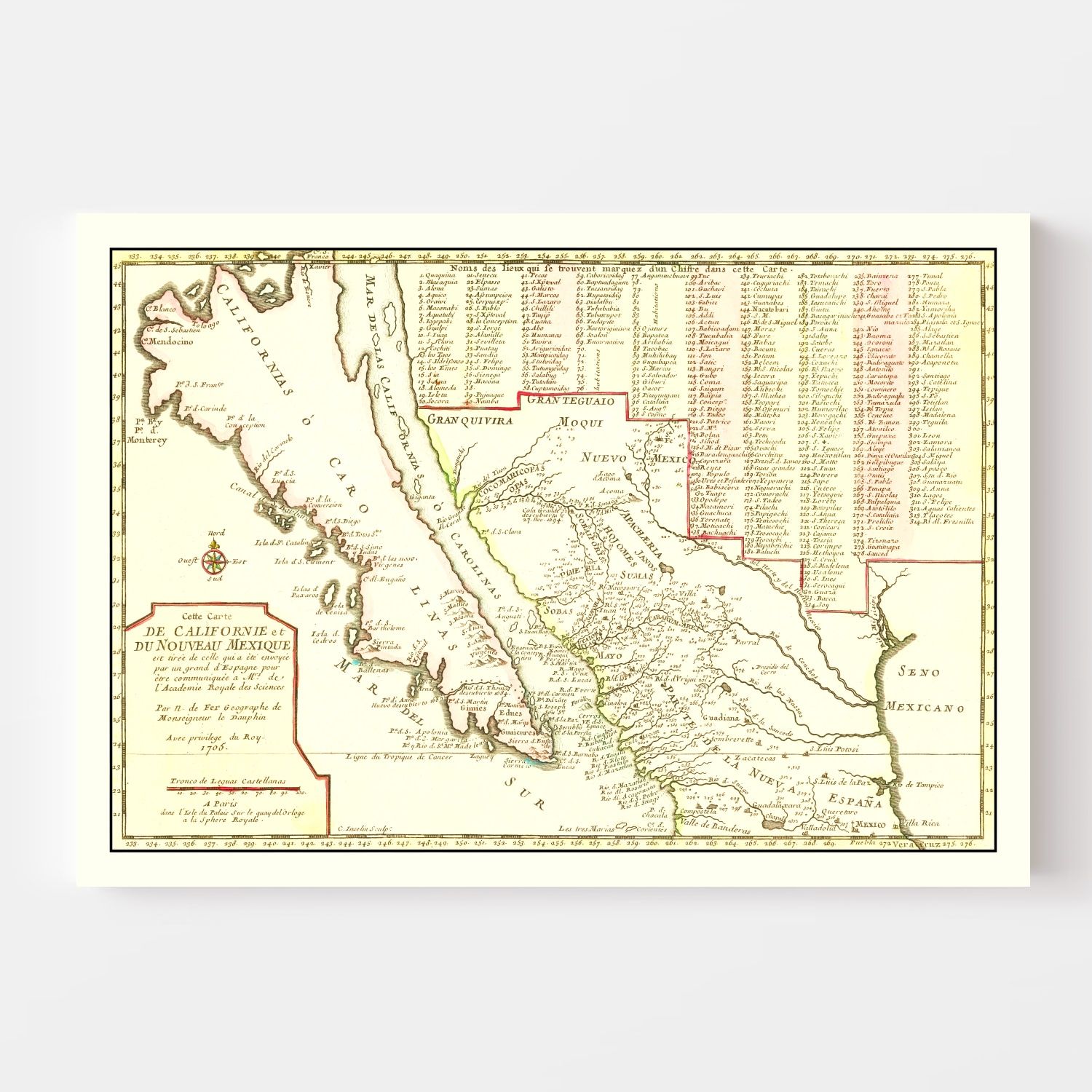 Vintage Map of California 1705