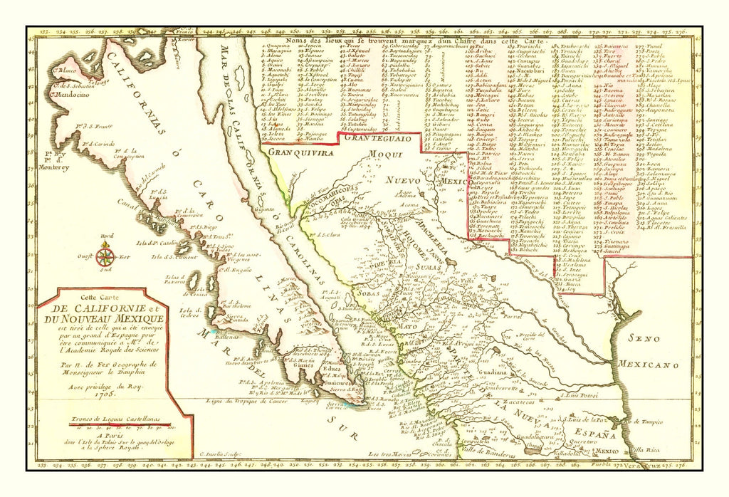 Vintage Map of California 1705