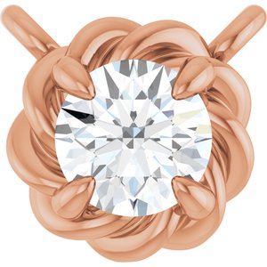 14K Rose Gold 1/10 CT Natural Diamond Claw-Prong Rope Necklace Center