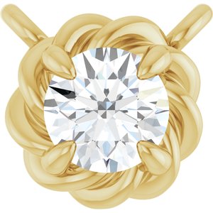 14K Yellow Gold 1/10 CT Natural Diamond Claw-Prong Rope Necklace Center