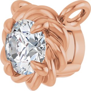 14K Rose Gold 1/10 CT Natural Diamond Claw-Prong Rope Necklace Center