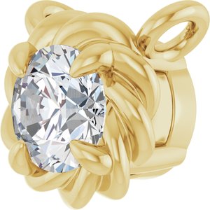 14K Yellow Gold 1/10 CT Natural Diamond Claw-Prong Rope Necklace Center