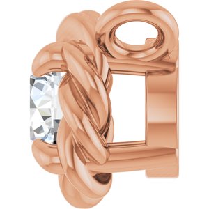 14K Rose Gold 1/10 CT Natural Diamond Claw-Prong Rope Necklace Center