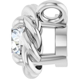 Platinum 1/10 CT Natural Diamond Claw-Prong Rope Necklace Center