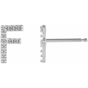 Platinum Single Initial F Earring Mounting