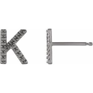 14K White Gold Single Initial K Earring Mounting