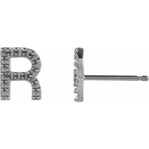 Platinum Single Initial R Earring Mounting