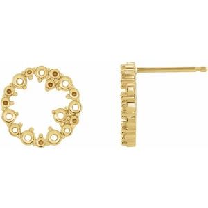14K Yellow Gold Left Circle  Earring Mounting