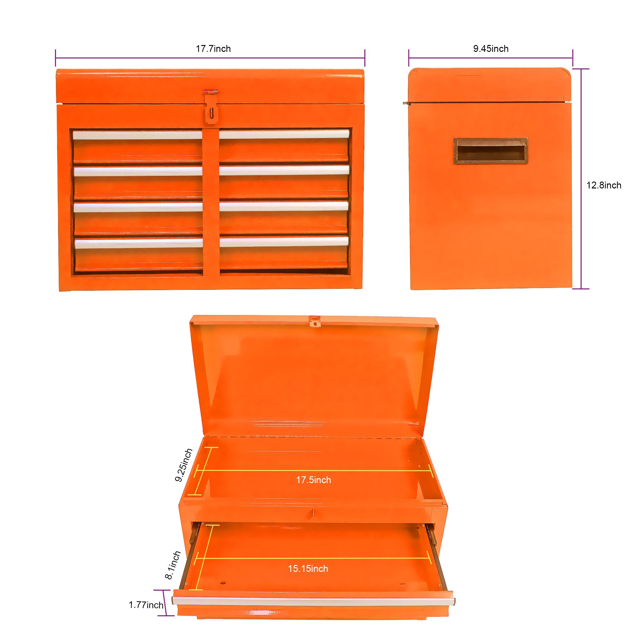 Rolling Tool Chest, 5-Drawer Tool Box Organizer w/Lockable Wheels & Sliding Drawers & Detachable Top & Adjustable Shelf, Tool Storage Cabinet for Garage Workshop(Orange)