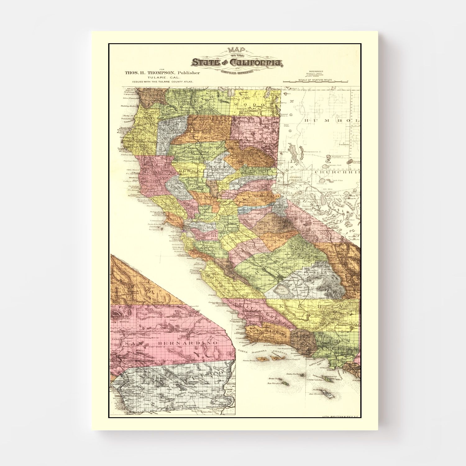 Vintage Map of California 1891