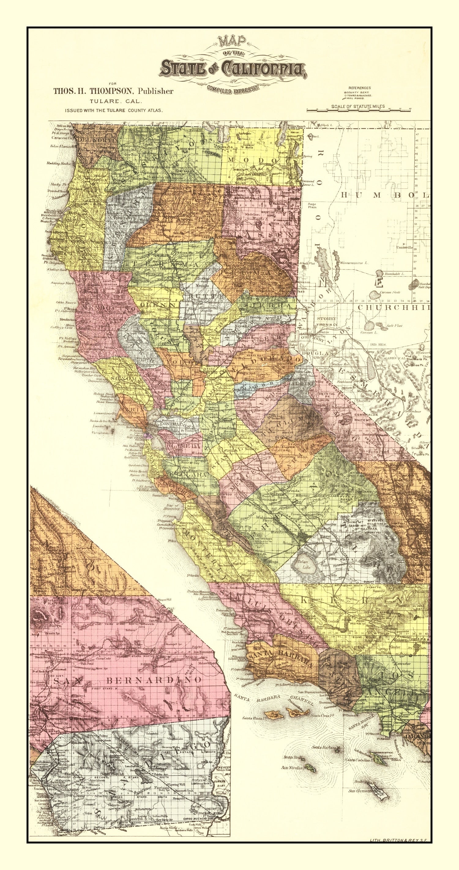 Vintage Map of California 1891