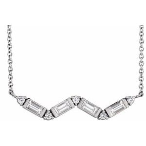 Platinum 1/3 CTW Natural Diamond Bar 16" Necklace