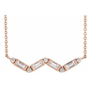 14K Rose Gold 1/3 CTW Natural Diamond Bar 16" Necklace