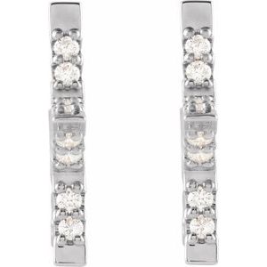 14K White Gold 3/8 CTW Natural Diamond Star Hoop Earrings – image 2
