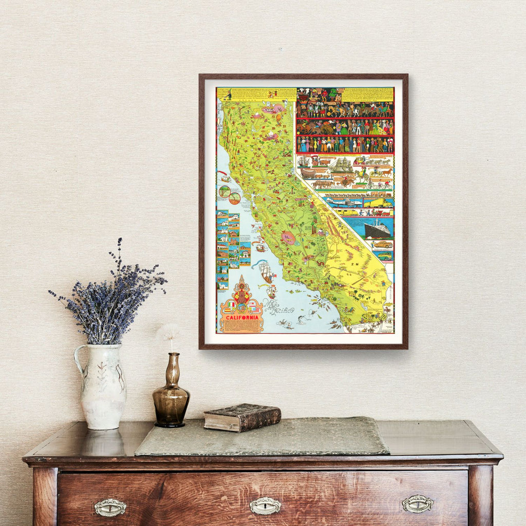 Vintage Pictorial Map of California 1945
