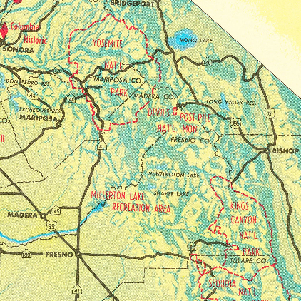 Vintage California State Park Map 1956