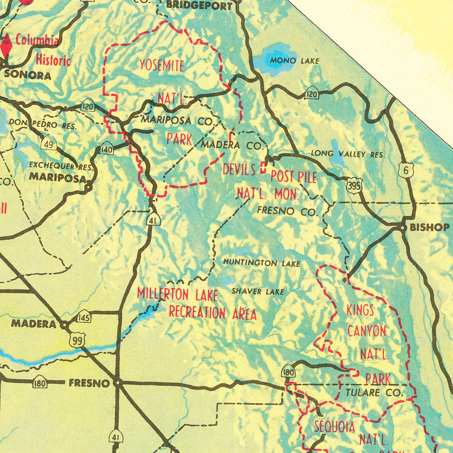 Vintage California State Park Map 1956