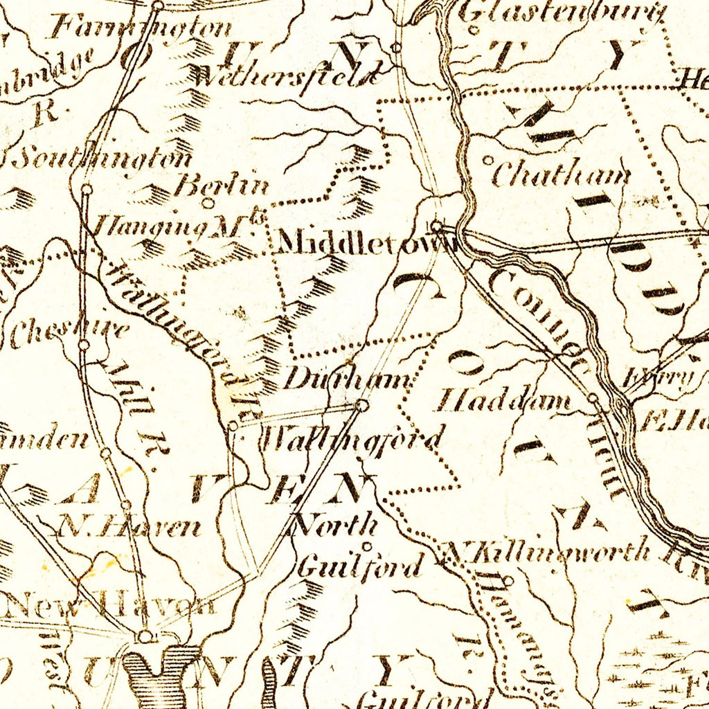 Vintage Map of Connecticut 1814