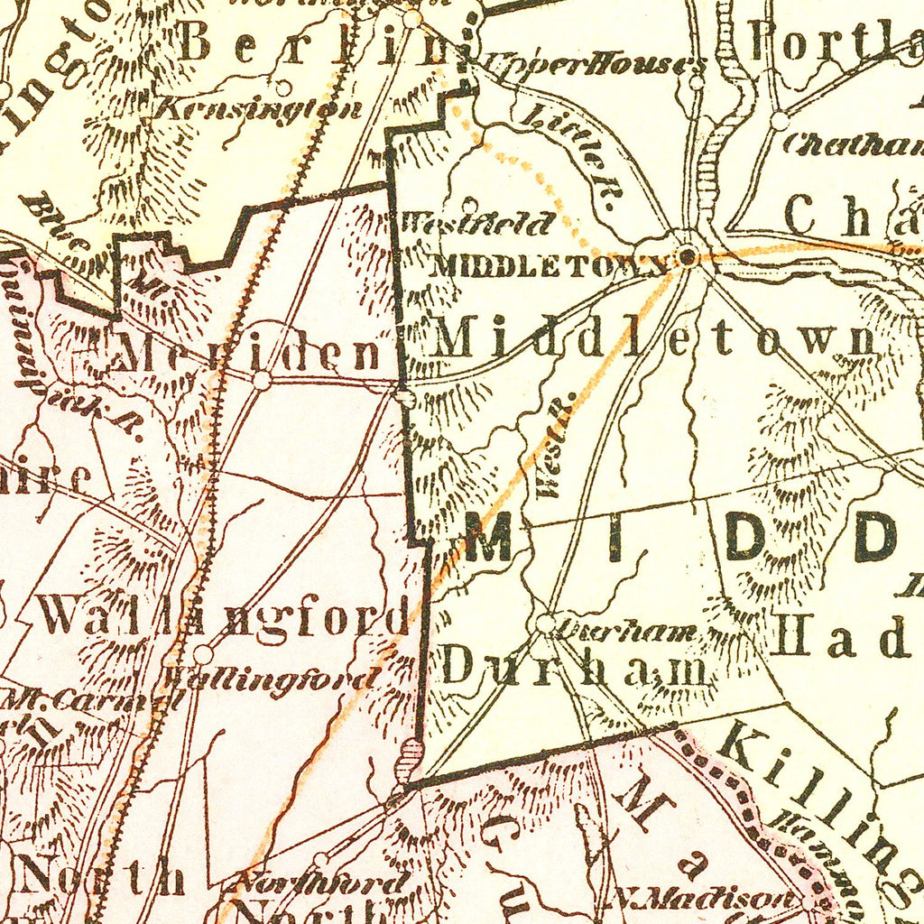 Vintage Map of Connecticut 1856