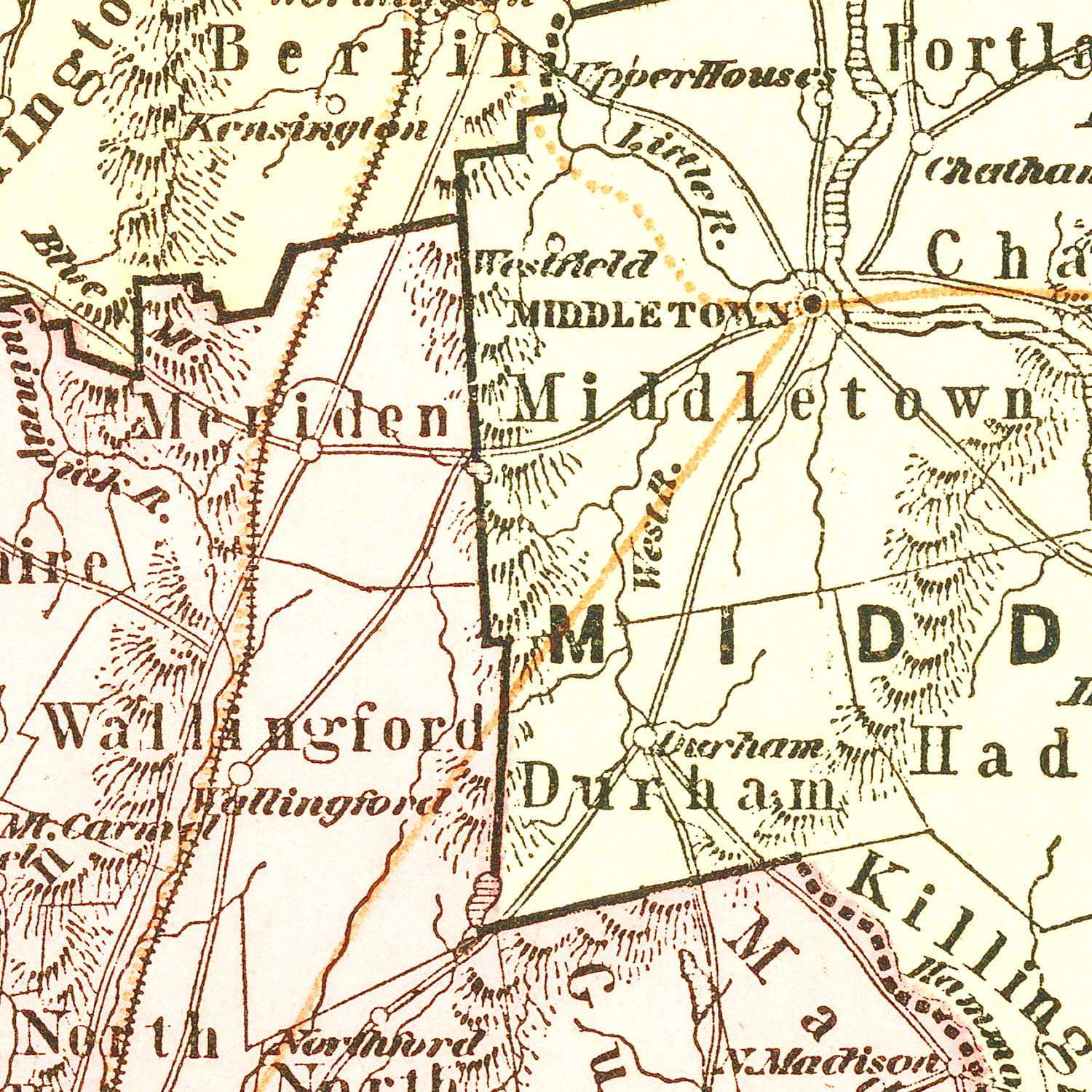 Vintage Map of Connecticut 1856