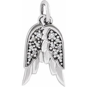 Sterling Silver .03 CTW Natural Diamond Angel Wings Pendant