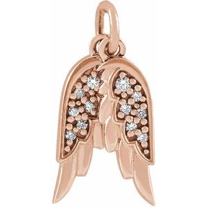 14K Rose Gold .03 CTW Natural Diamond Angel Wings Pendant
