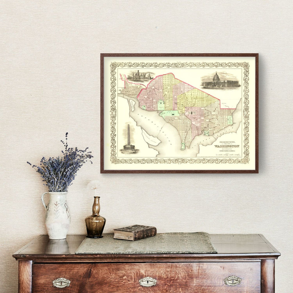 Vintage Georgetown & Washington DC Map 1856
