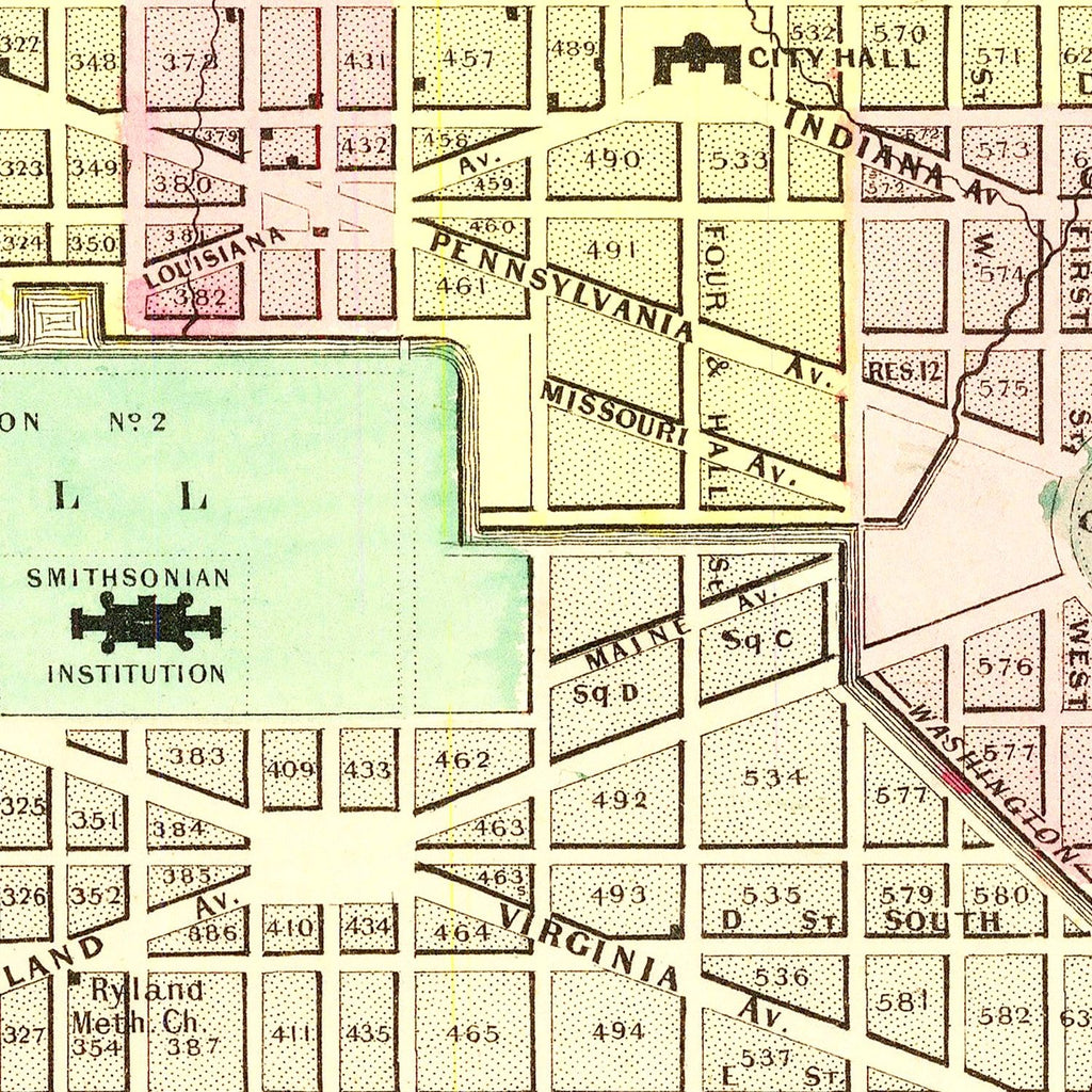 Vintage Georgetown & Washington DC Map 1856