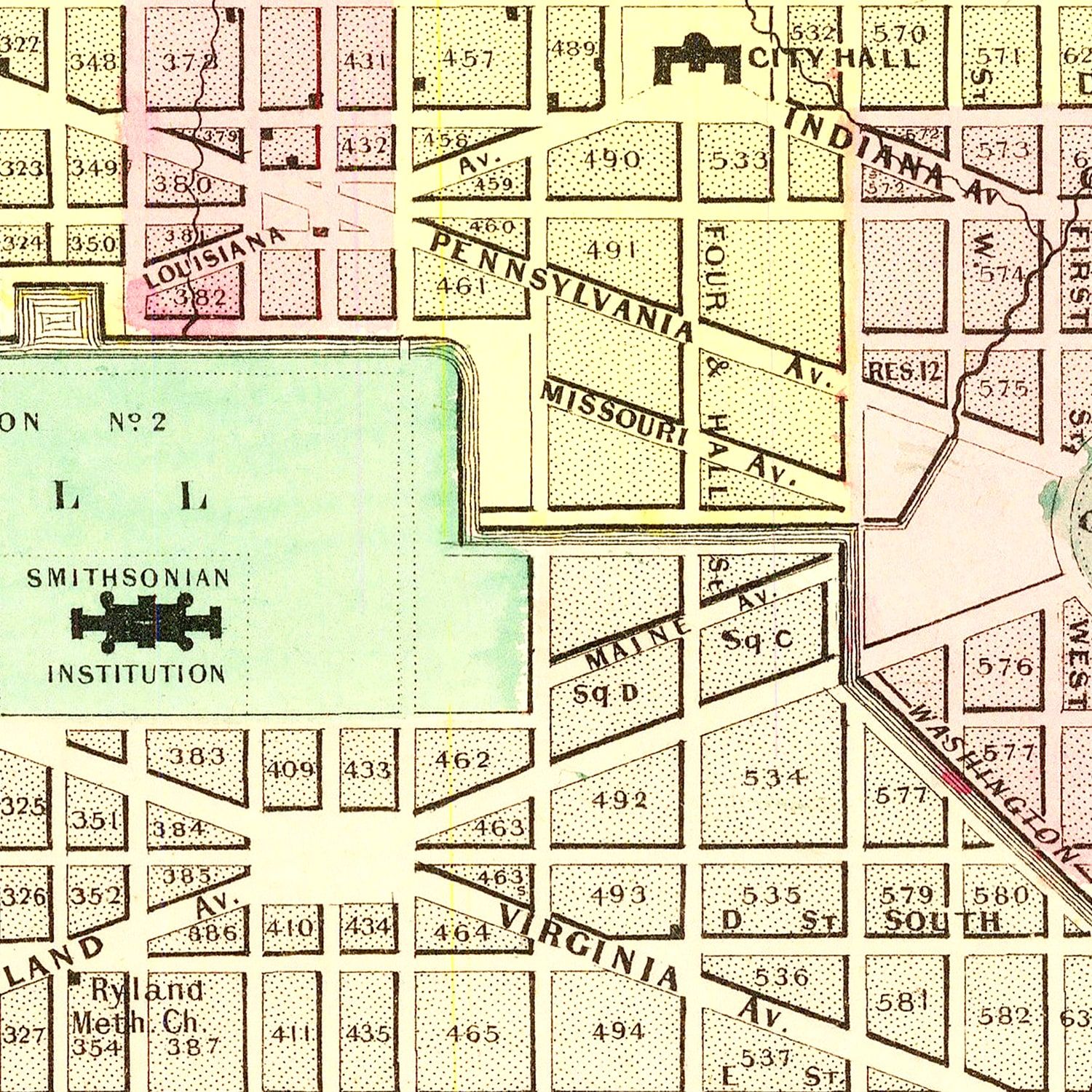 Vintage Georgetown & Washington DC Map 1856