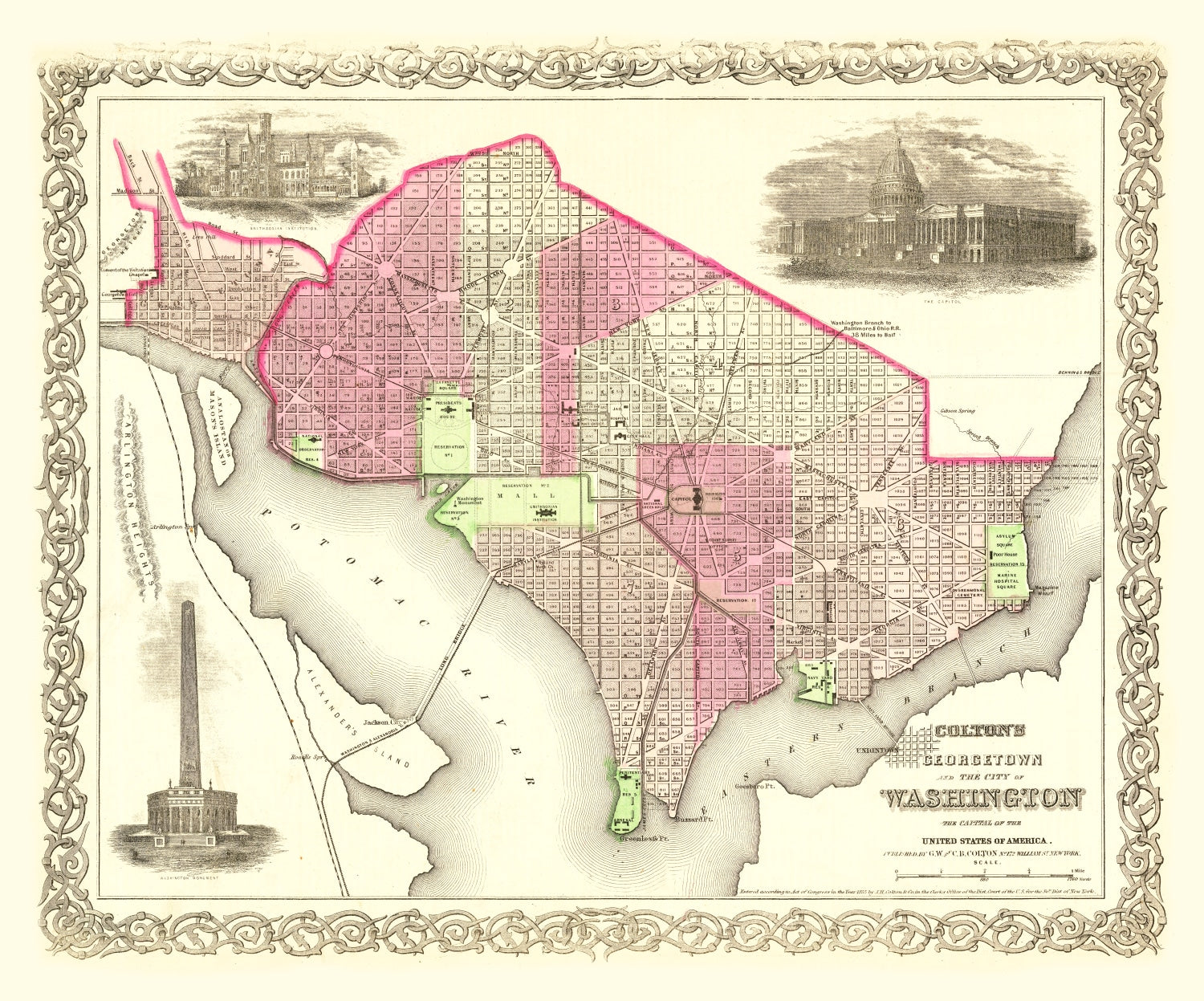 Vintage Map of Washington, DC 1866