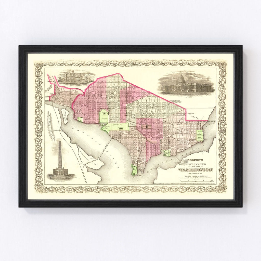 Vintage Map of Washington, DC 1866
