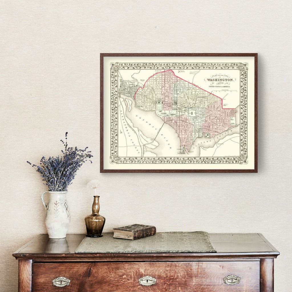 Vintage Map of Washington, DC 1878