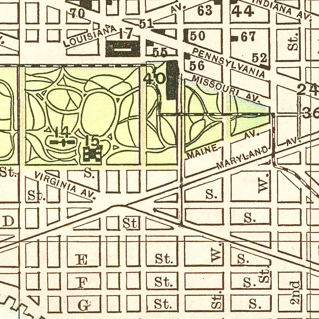 Vintage Map of Washington, DC 1893