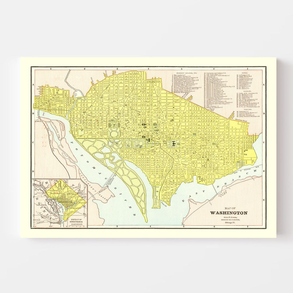 Vintage Map of Washington, DC 1899