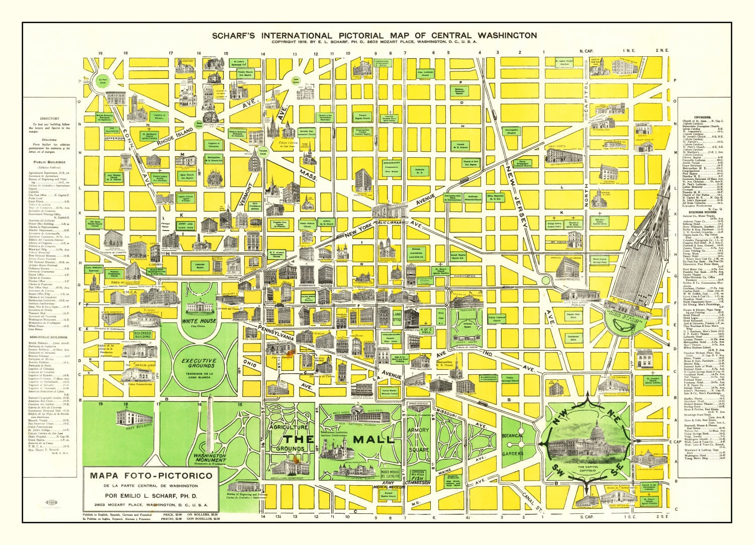 Vintage Map of Washington, DC 1919