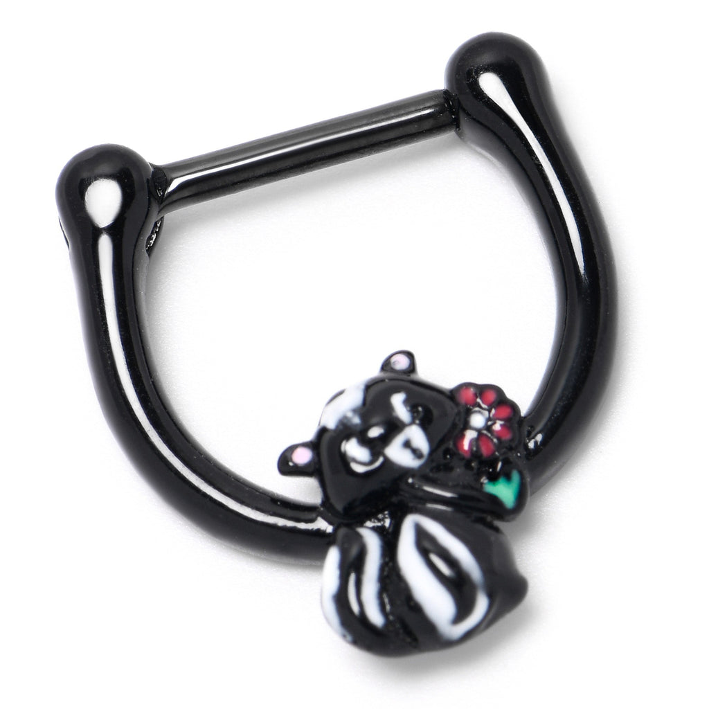 16G 5/16 Black Funky Skunk Cartilage Clicker