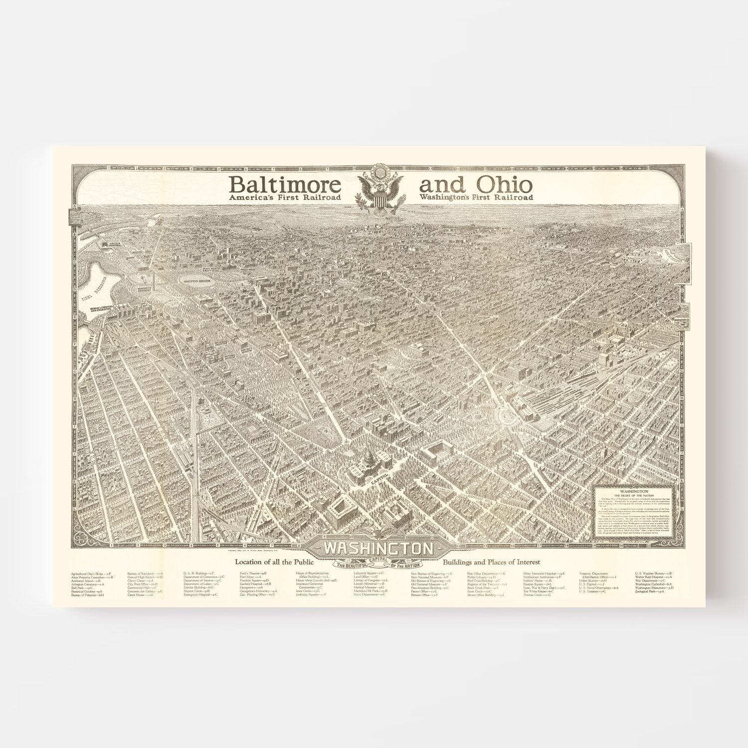 Vintage Map of Washington, DC 1923