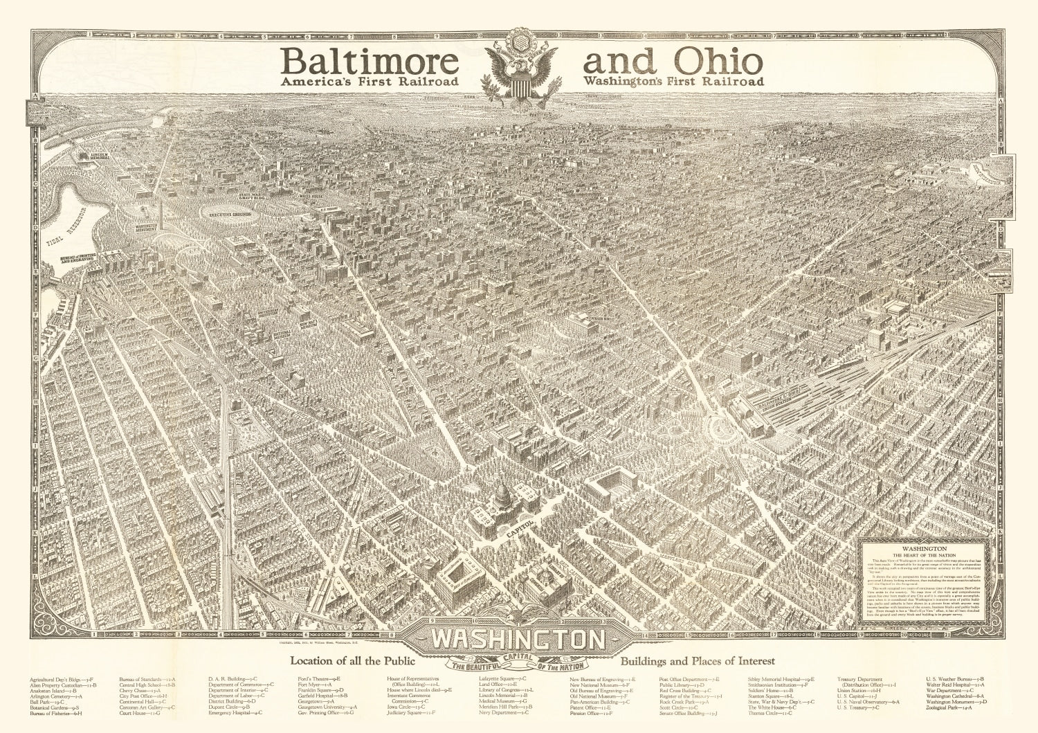 Vintage Map of Washington, DC 1923