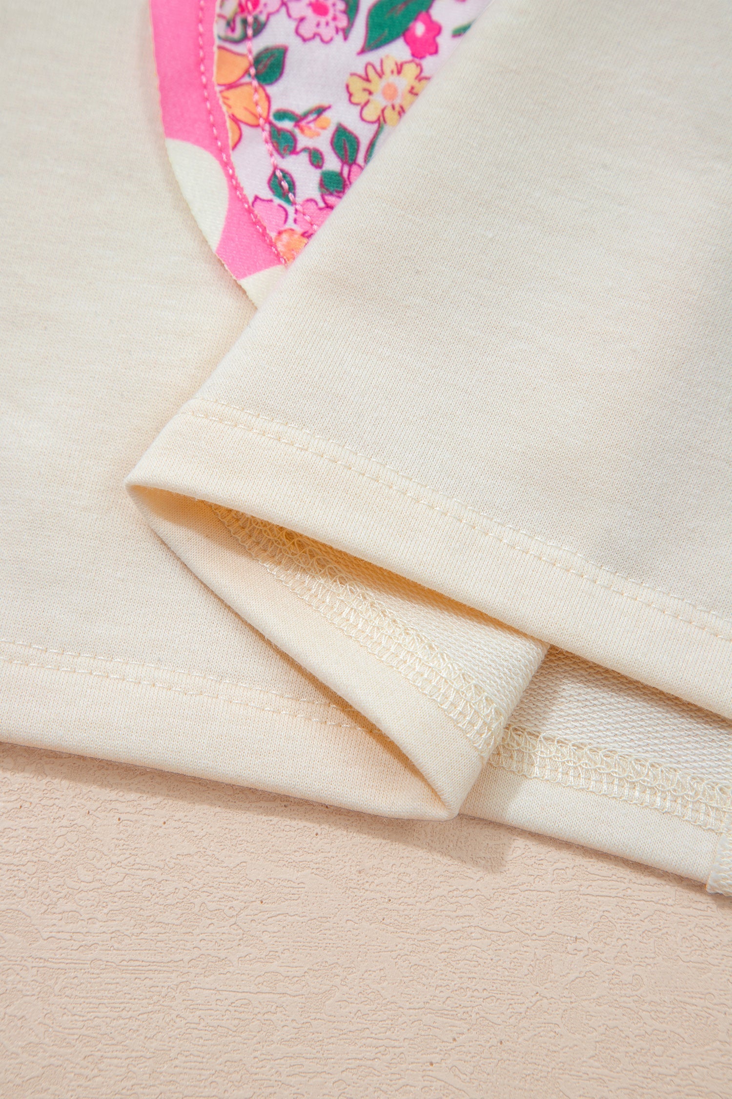 Floral Patchwork Raw Seam Oversize Tee