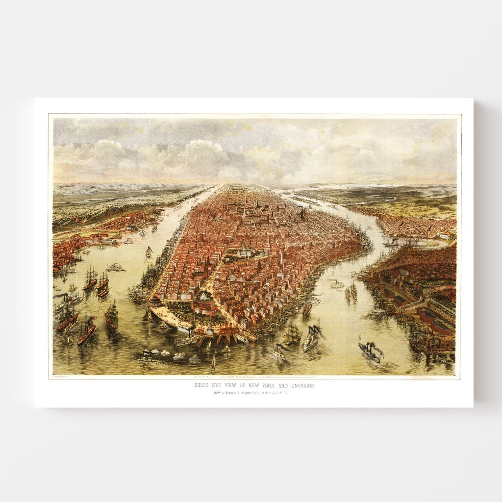 Vintage Map of NYC, New York 1865