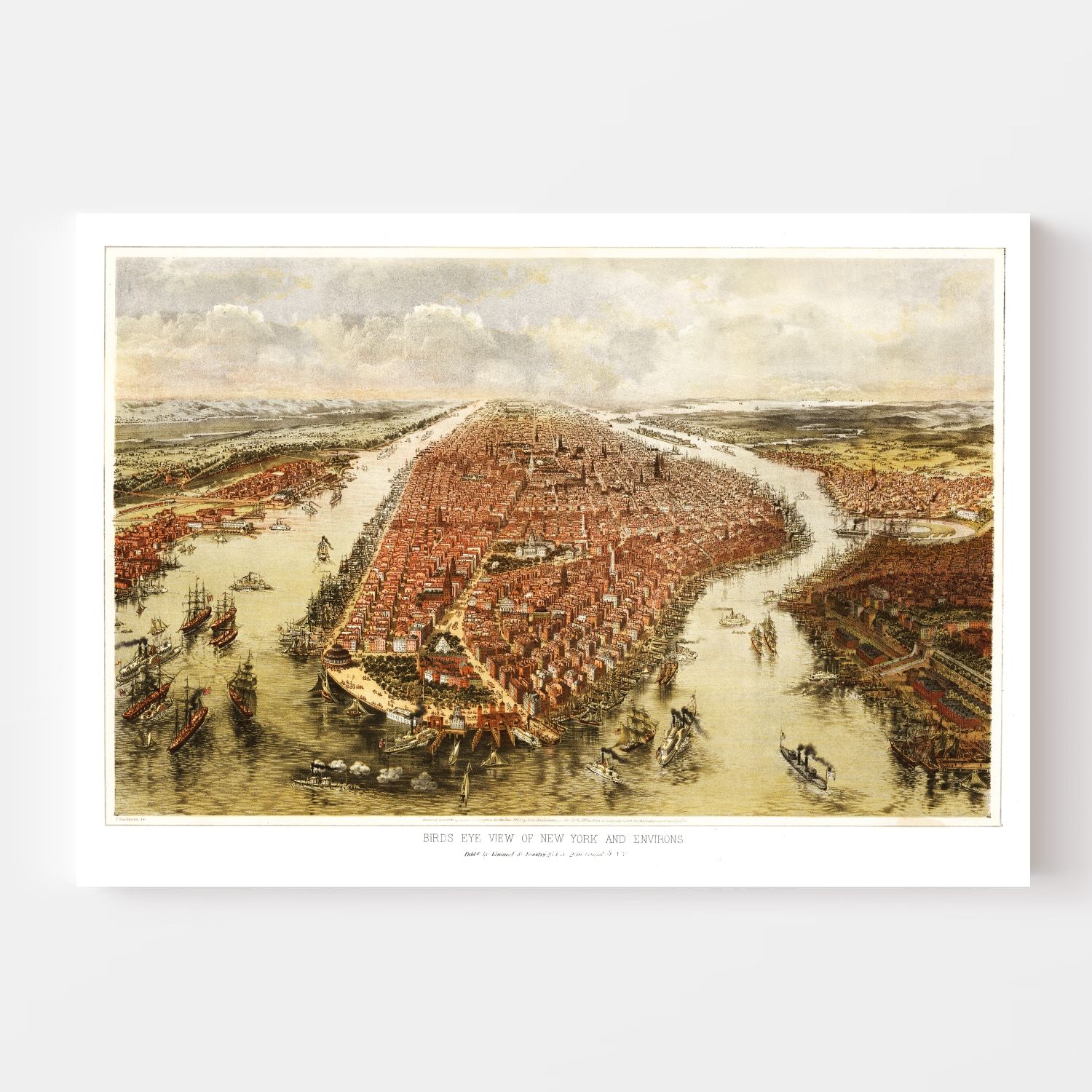 Vintage Map of NYC, New York 1865