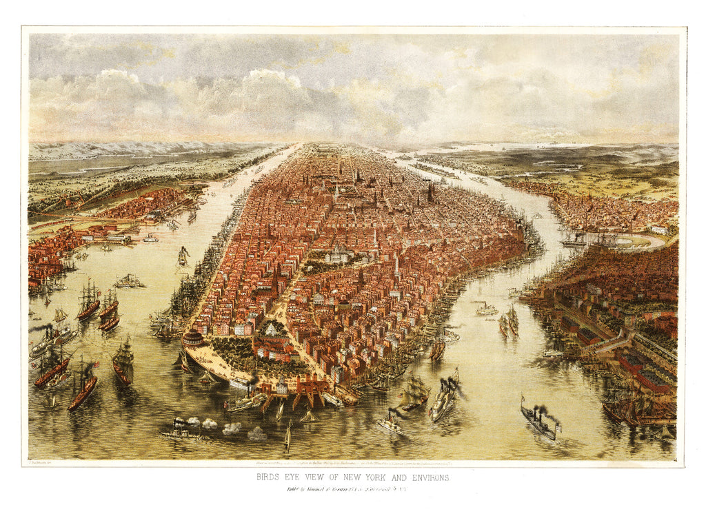 Vintage Map of NYC, New York 1865